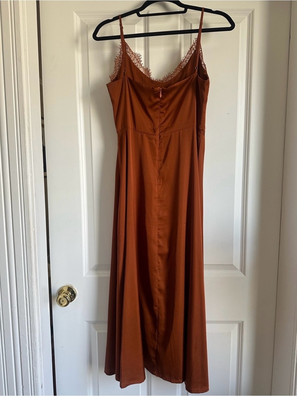 Petal and Pup Slip Satin Maxi Dress with Lace Insets - Brown - Picture 3 of 3
